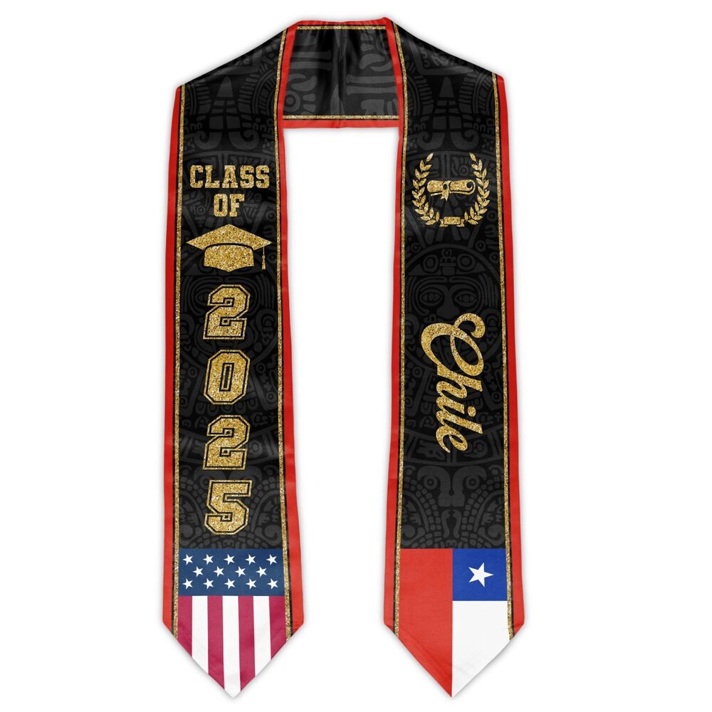 2865 Chile Graduation Stole Chilean American Flag Graduation Sash Class of